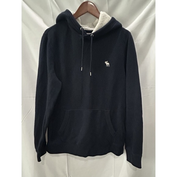 Vintage Abercrombie & Fitch Y2K Hoodie Sherpa Lined Muscle Sweatshirt Size L - Picture 2 of 7